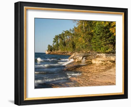 Michigan, Upper Peninsula. Waterfall Along the Edge of Lake Superior-Julie Eggers-Framed Photographic Print