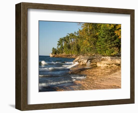 Michigan, Upper Peninsula. Waterfall Along the Edge of Lake Superior-Julie Eggers-Framed Photographic Print