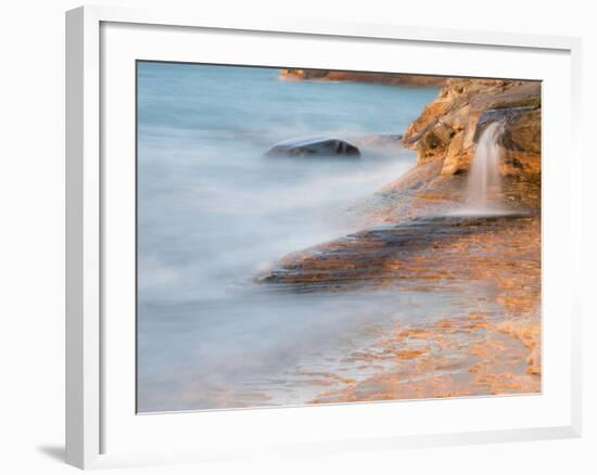 Michigan, Upper Peninsula. Waterfall Along the Edge of Lake Superior-Julie Eggers-Framed Photographic Print