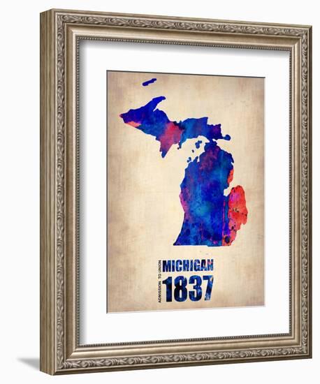 Michigan Watercolor Map-NaxArt-Framed Art Print