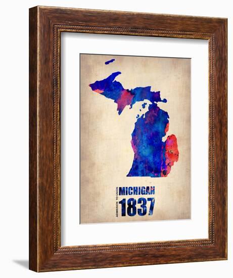 Michigan Watercolor Map-NaxArt-Framed Art Print