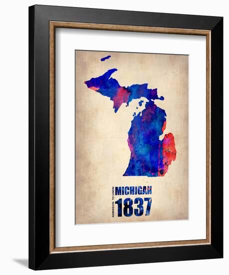 Michigan Watercolor Map-NaxArt-Framed Art Print