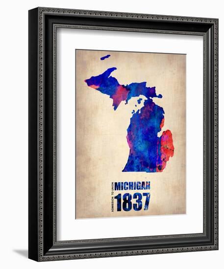 Michigan Watercolor Map-NaxArt-Framed Art Print