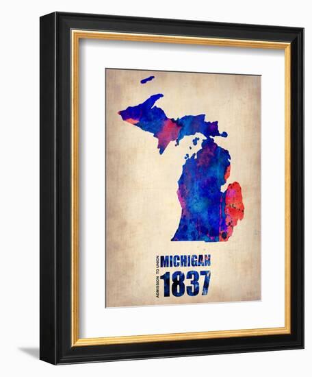 Michigan Watercolor Map-NaxArt-Framed Art Print