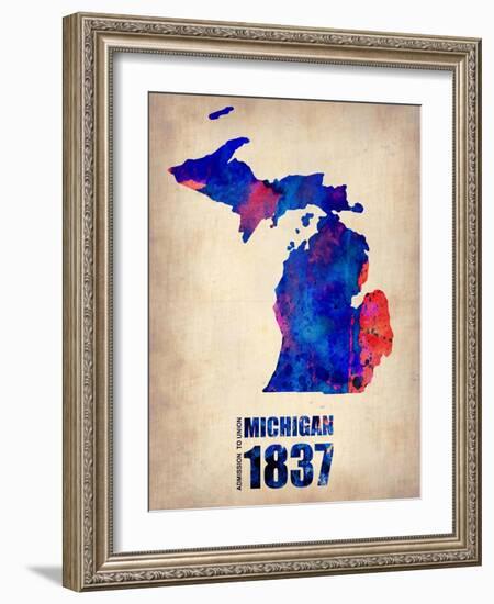 Michigan Watercolor Map-NaxArt-Framed Art Print