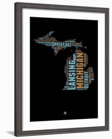 Michigan Word Cloud 1-NaxArt-Framed Art Print