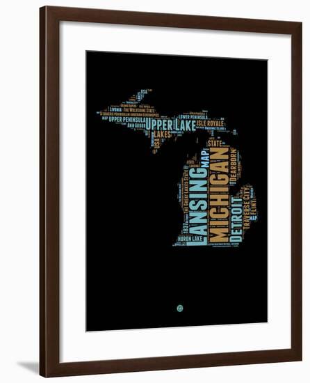 Michigan Word Cloud 1-NaxArt-Framed Art Print