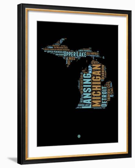 Michigan Word Cloud 1-NaxArt-Framed Art Print