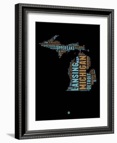 Michigan Word Cloud 1-NaxArt-Framed Art Print