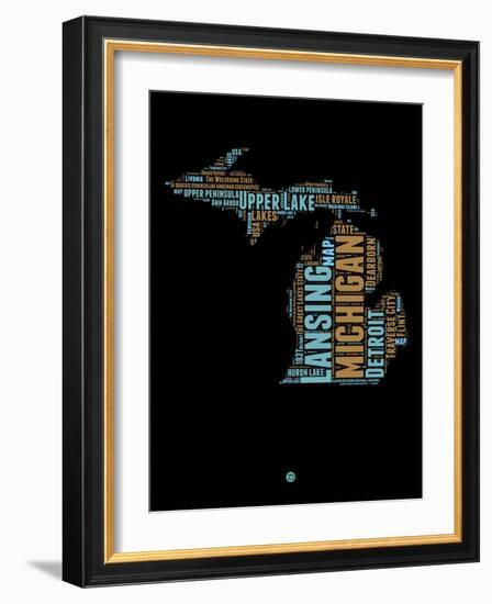 Michigan Word Cloud 1-NaxArt-Framed Art Print