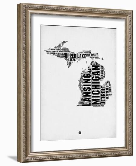 Michigan Word Cloud 2-NaxArt-Framed Art Print