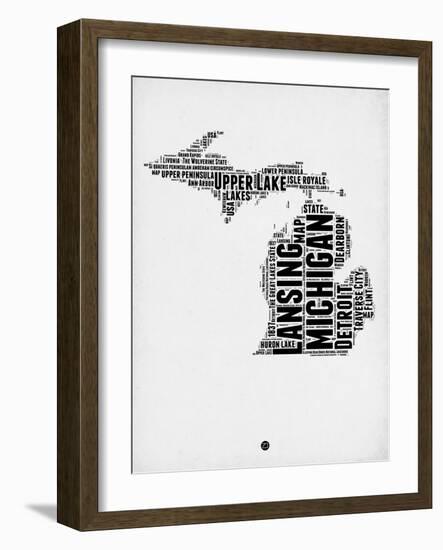 Michigan Word Cloud 2-NaxArt-Framed Art Print