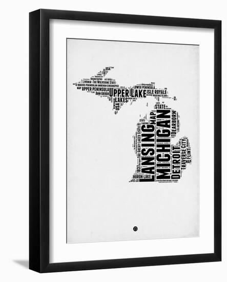 Michigan Word Cloud 2-NaxArt-Framed Art Print