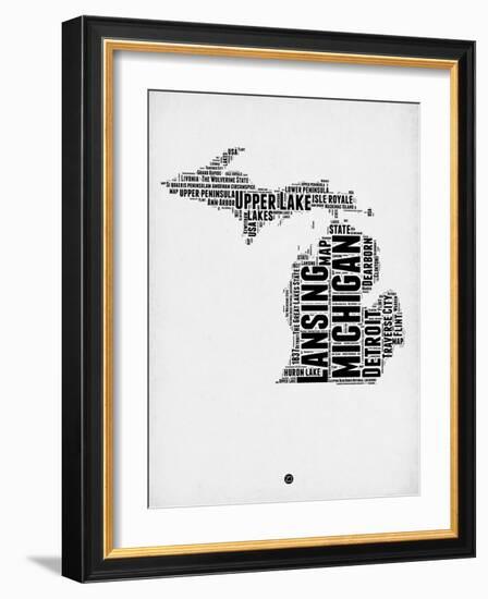 Michigan Word Cloud 2-NaxArt-Framed Art Print