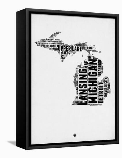 Michigan Word Cloud 2-NaxArt-Framed Stretched Canvas