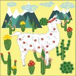 Cute Alpaca and Cactus-Michiru1313-Stretched Canvas