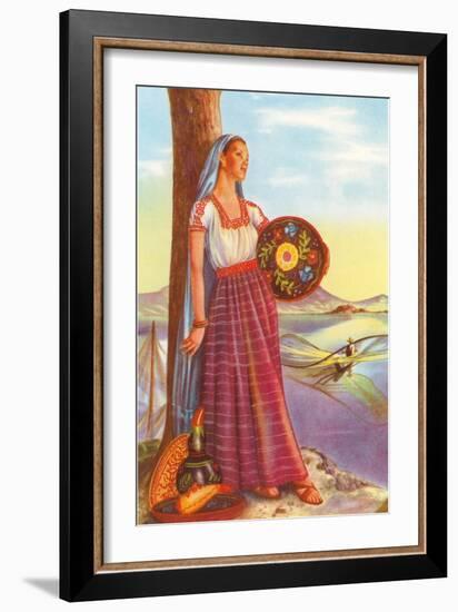 Michoacan Lady with Pottery-null-Framed Art Print