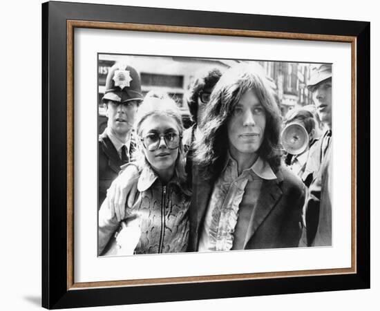 Mick Jagger and His Girl Friend, Singer Marianne Faithful Arrive at Magistrate's Court-null-Framed Photo