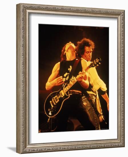 Mick Jagger and Keith Richards During a Performance by the Rolling Stones-null-Framed Premium Photographic Print