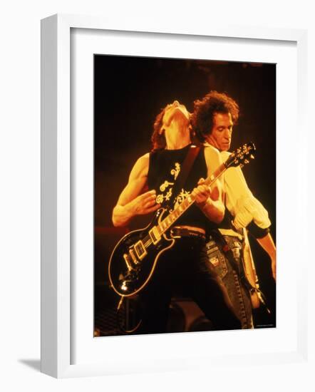 Mick Jagger and Keith Richards During a Performance by the Rolling Stones-null-Framed Premium Photographic Print