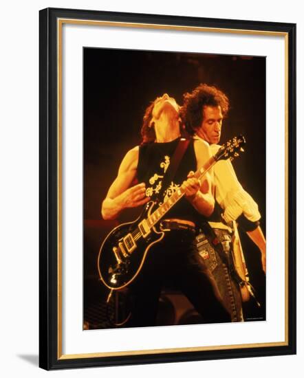 Mick Jagger and Keith Richards During a Performance by the Rolling Stones-null-Framed Premium Photographic Print