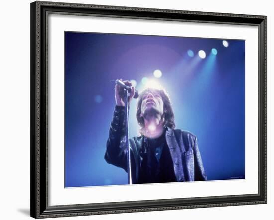 Mick Jagger During a Performance by the Rolling Stones-null-Framed Premium Photographic Print