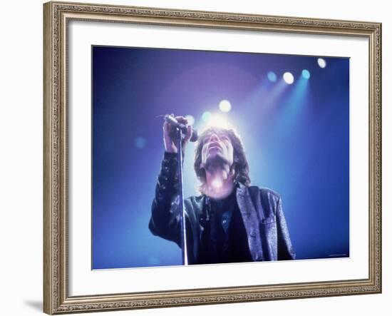 Mick Jagger During a Performance by the Rolling Stones-null-Framed Premium Photographic Print