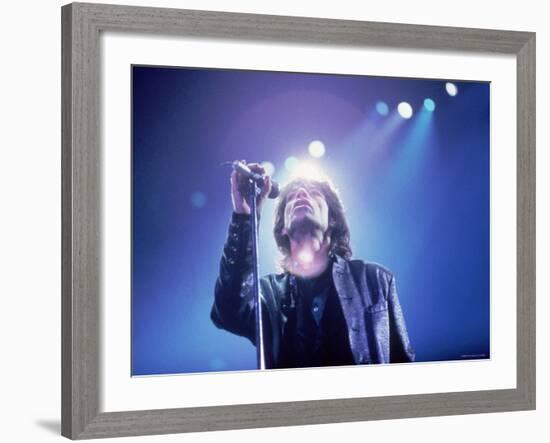 Mick Jagger During a Performance by the Rolling Stones-null-Framed Premium Photographic Print