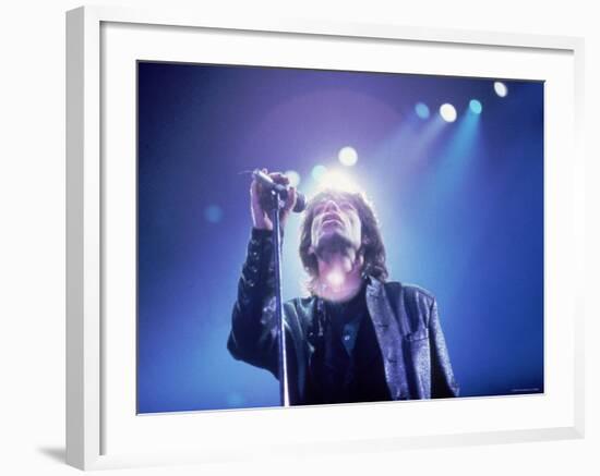 Mick Jagger During a Performance by the Rolling Stones--Framed Premium Photographic Print