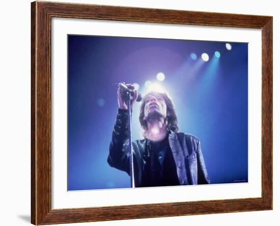 Mick Jagger During a Performance by the Rolling Stones-null-Framed Premium Photographic Print