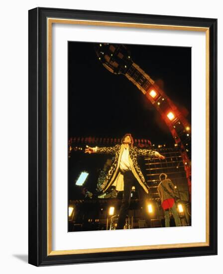 Mick Jagger During a Performance by the Rolling Stones-null-Framed Premium Photographic Print