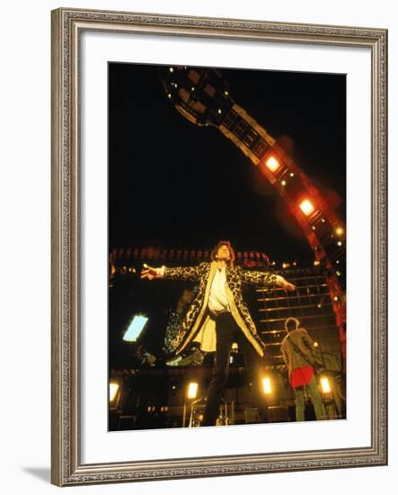 Mick Jagger During a Performance by the Rolling Stones-null-Framed Premium Photographic Print