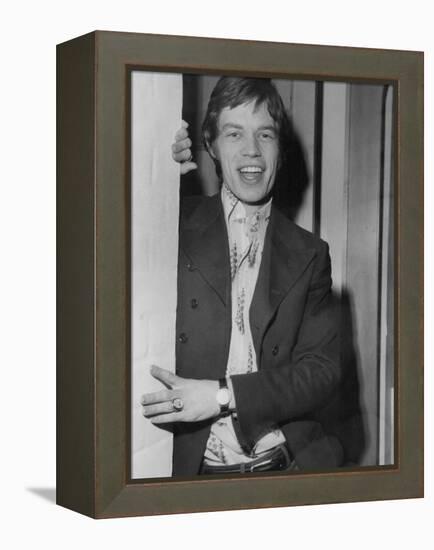 Mick Jagger in a Door-Associated Newspapers-Framed Stretched Canvas