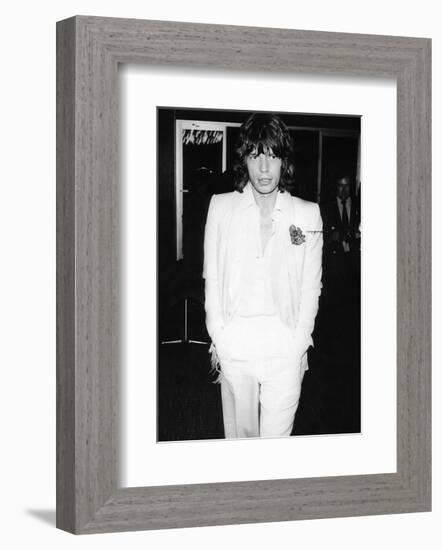 Mick Jagger in White Suit-null-Framed Art Print