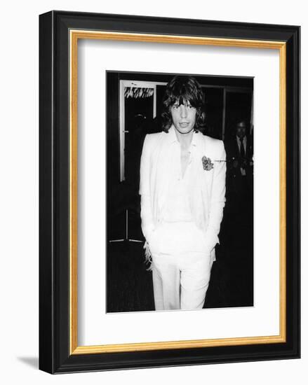 Mick Jagger in White Suit-null-Framed Art Print