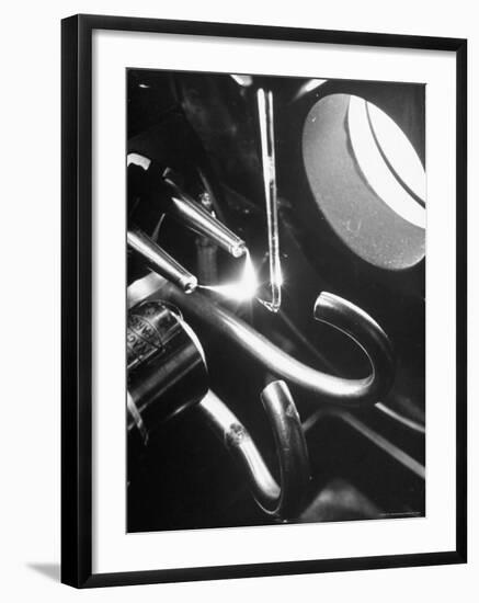 Microforge Used in Making Tiny Glass Operating Instruments-Bernard Hoffman-Framed Photographic Print