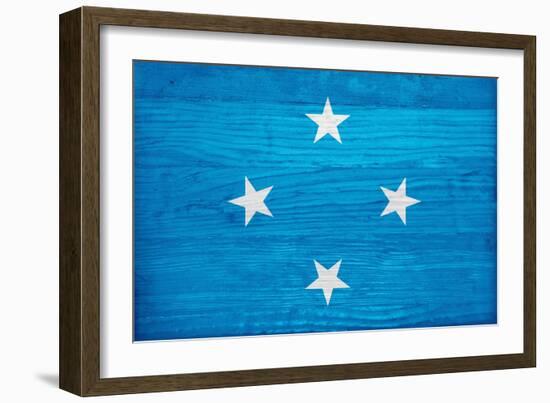 Micronesia Flag Design with Wood Patterning - Flags of the World Series-Philippe Hugonnard-Framed Art Print