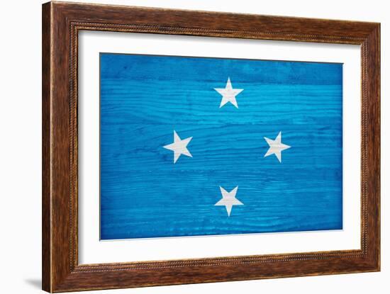 Micronesia Flag Design with Wood Patterning - Flags of the World Series-Philippe Hugonnard-Framed Art Print