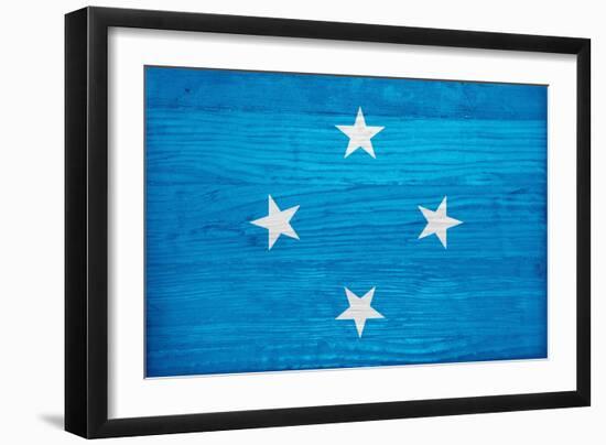 Micronesia Flag Design with Wood Patterning - Flags of the World Series-Philippe Hugonnard-Framed Art Print
