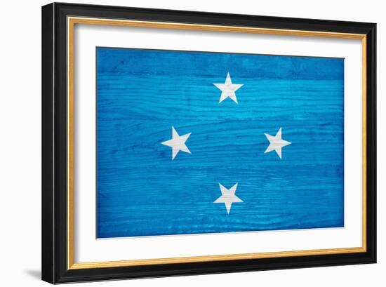 Micronesia Flag Design with Wood Patterning - Flags of the World Series-Philippe Hugonnard-Framed Art Print