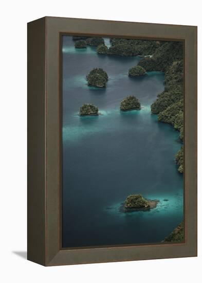 Micronesia, Palau, Aerial View of Rock Islands and World Heritage Site-Stuart Westmorland-Framed Premier Image Canvas