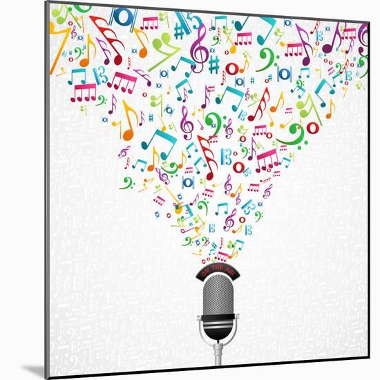 Microphone Colorful Music Notes Splash-Cienpies Design-Mounted Art Print