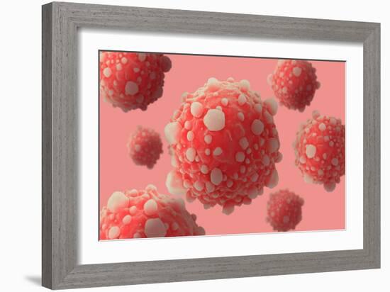 Microscipic View of Pancreatic Cancer Cells-null-Framed Art Print