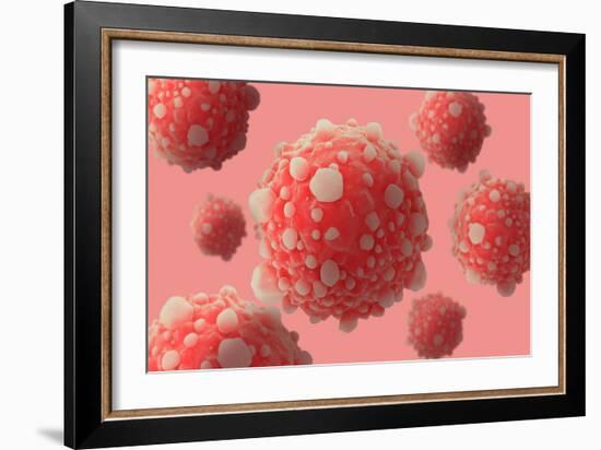 Microscipic View of Pancreatic Cancer Cells-null-Framed Art Print