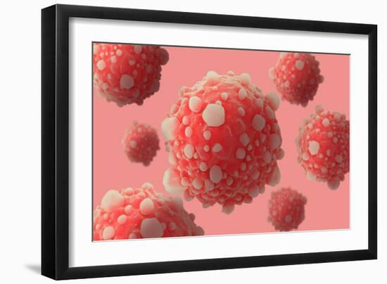 Microscipic View of Pancreatic Cancer Cells-null-Framed Art Print