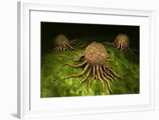 Microscopic View of Cancer Virus-null-Framed Art Print