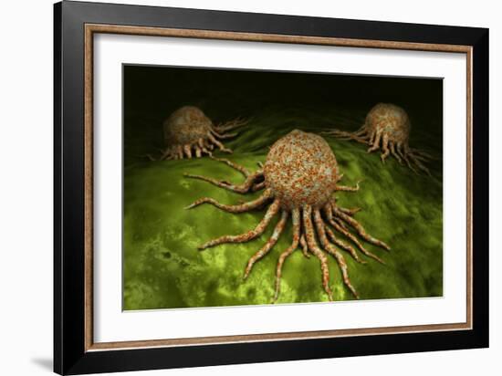 Microscopic View of Cancer Virus-null-Framed Art Print