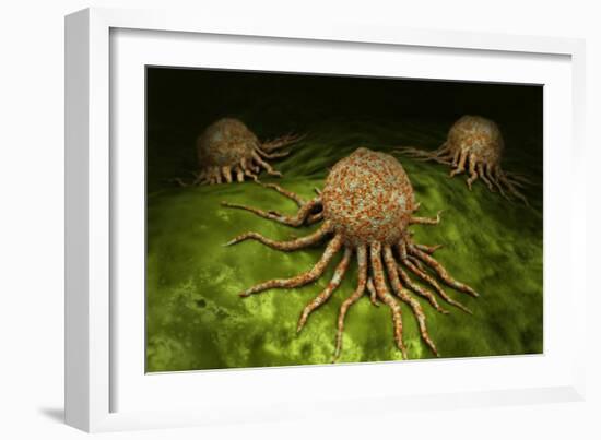 Microscopic View of Cancer Virus-null-Framed Art Print