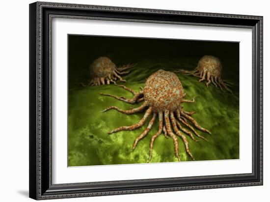 Microscopic View of Cancer Virus-null-Framed Art Print