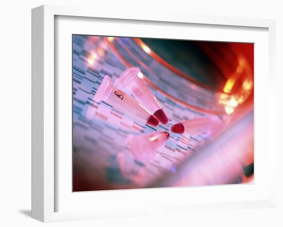Microtubes Containing DNA on Top of Autoradiogram-Tek Image-Framed Photographic Print